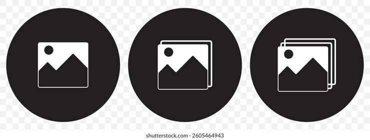 Album icon, Photo gallery icon, Image gallery, symbol, vector, Picture signs. Gallery icon vector, silhouette. Gallery icon for app, logo, website. Vector illustration on transparent Background. EPS10