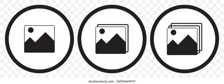 Album icon, Photo gallery icon, Image gallery, symbol, vector, Picture signs. Gallery icon vector, silhouette. Gallery icon for app, logo, website. Vector illustration on transparent Background. EPS10