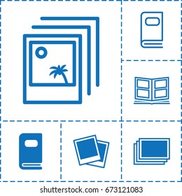 Album icon. set of 6 album filled and outline icons such as photos, photo