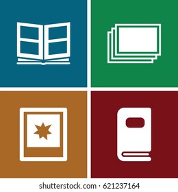 Album icons set. set of 4 album filled icons such as photos, photo