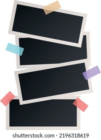 Album photo cards with color tapes. Realistic mockup