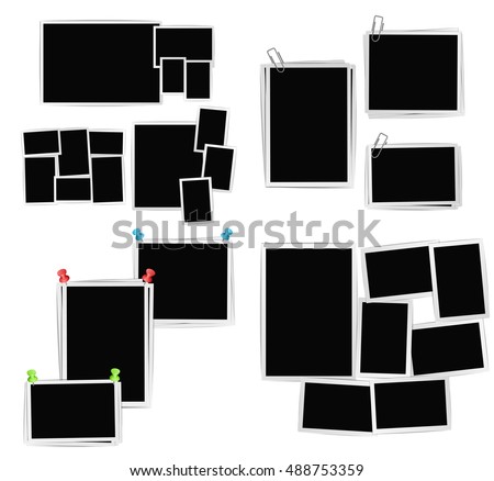 album photo frames composition set on white background. Vector design template