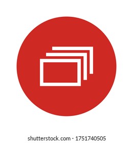 Album of photos vector icon. Photo gallery symbol for user interface app. Overlapping pictures for website or mobile app. Photo collection sign for multimedia, Photographs bundle icon. Button. 
