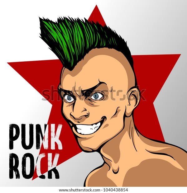 album s\
cover of mad man with a green mohawk, punk\
rock