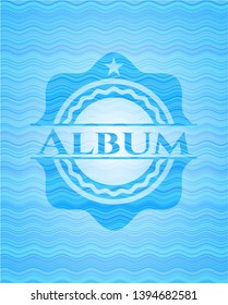 Album sky blue water wave style badge. Vector Illustration. Detailed.