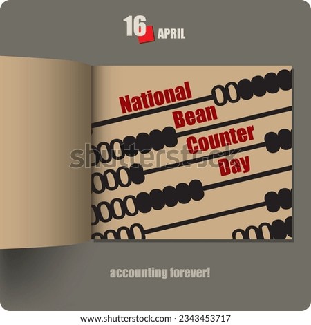 Album spread with a date in April - Bean Counter Day. Accounting forever