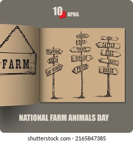 Album spread with a date in April - National Farm Animals Day