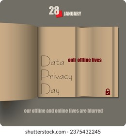 Album spread with a date in January - Data Privacy Day. Our offline and online lives are blurred