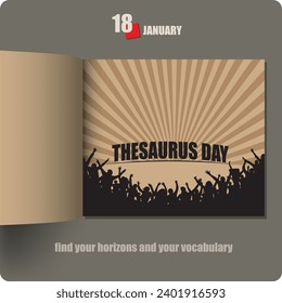 Album spread with a date in January - National Thesaurus Day