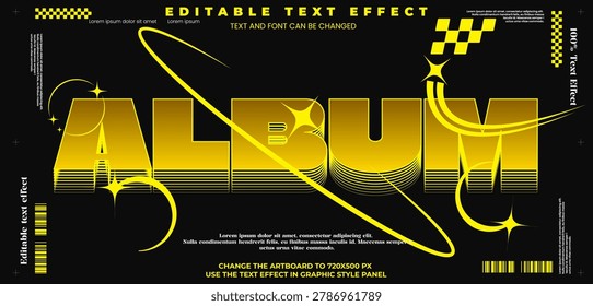 Album Y2k effect editable text effect in modern trend style
