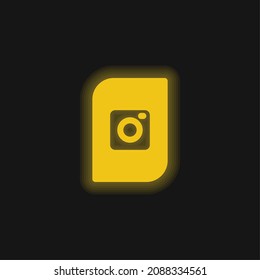 Album yellow glowing neon icon