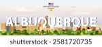 Albuquerque city skyline colorful vector illustration. Travel poster
