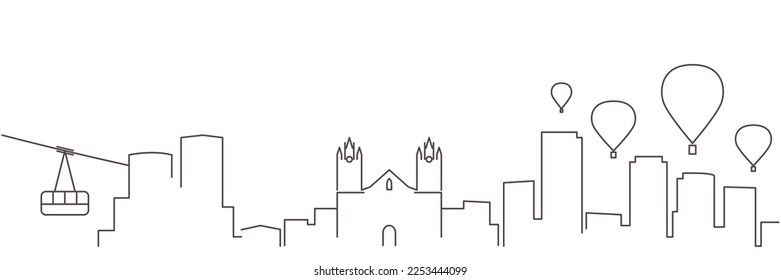 Albuquerque Dark Line Simple Minimalist Skyline With White Background