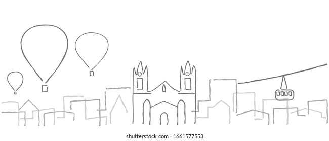 Albuquerque Freehand Minimal Line Skyline and Landmarks