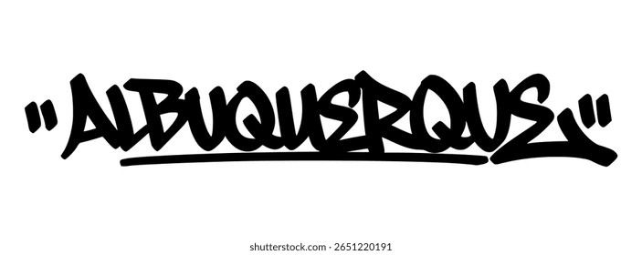 Albuquerque graffiti tag in bold black lettering on transparent background. Desert energy and bold lines great for creative visuals and street inspired design