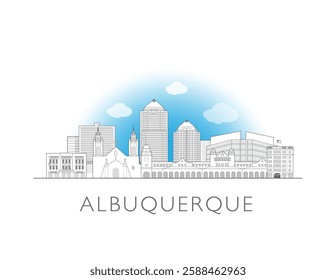 Albuquerque, New Mexico cityscape illustration skyline drawing