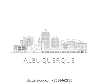 Albuquerque, New Mexico cityscape illustration skyline drawing