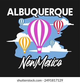 albuquerque nuevo méxico con siluetas de globos aerostáticos y hermosas vistas