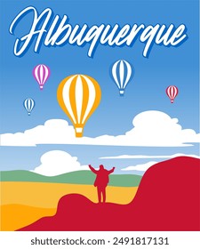 albuquerque new mexico with hot air balloon silhouettes and beautiful views