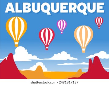 albuquerque nuevo méxico con siluetas de globos aerostáticos y hermosas vistas