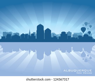 Albuquerque, New Mexico skyline with reflection in water