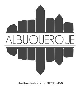 Albuquerque New Mexico USA Skyline Vector Art Mirror Silhouette Emblematic Buildings 