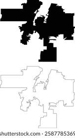 Albuquerque New Mexico vector map silhouette, outline, contour 