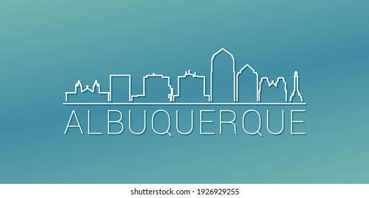 Albuquerque, NM, USA Skyline Linear Design. Flat City Illustration Minimal Clip Art. Background Gradient Travel Vector Icon.