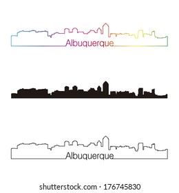 Albuquerque skyline linear style with rainbow in editable vector file