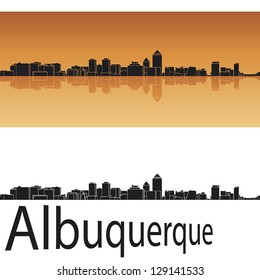 Albuquerque skyline in orange background in editable vector file