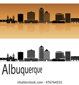 Albuquerque skyline in orange background in editable vector file