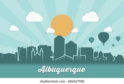 Albuquerque skyline - ribbon banner - New Mexico - vector illustration