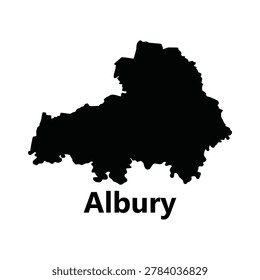 Albury Region Map Silhouette Vector Illustration Isolated on White Background