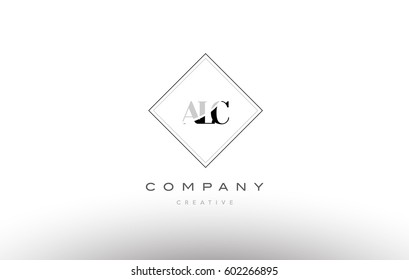 alc a l c retro vintage simple rhombus three 3 letter combination black white alphabet company logo line design vector icon template 