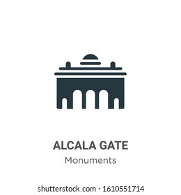 Alcala gate glyph icon vector on white background. Flat vector alcala gate icon symbol sign from modern monuments collection for mobile concept and web apps design.