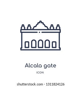 alcala gate icon from monuments outline collection. Thin line alcala gate icon isolated on white background.