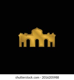 Alcala Gate Spain gold plated metalic icon or logo vector