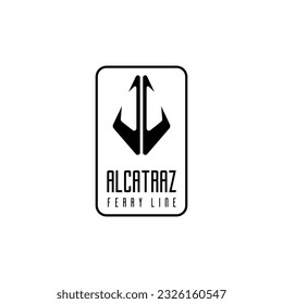 Alcatraz Ferry Line Logo. Creative ocean Cruise ship icon logo design vector illustration nautical sailing boat