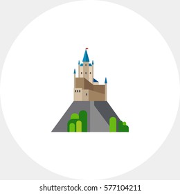 Alcazar of Segovia on rocky crag icon
