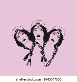 Alchemic fantastic mystery woman. Fantasy illustration. Esoteric tarot design. Conceptual psychedelic portrait of modern woman. Yoga and boho concept. 