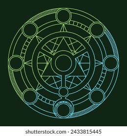 Alchemical circle for transformation. Secret magic circle for charms