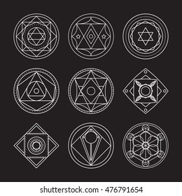 Sacred Geometry Abstract Symbols Monochrome Set Stock Vector (Royalty ...