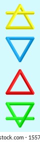 Alchemical symbols of the four elements. Magic color icons of air, water, fire and earth in the style of impossible triangles. Vector logos.