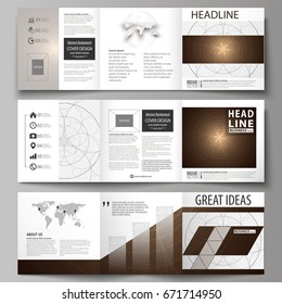 Alchemical theme. Fractal art background. Sacred geometry. Mysterious relaxation pattern. Business templates for tri fold square design brochures. Leaflet cover, abstract vector layout.