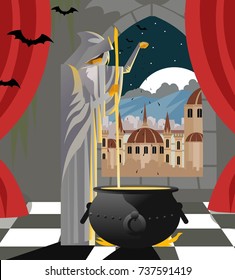 alchemist monk priest in castle