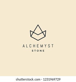 Alchemist simple and modern stone Initial AM typography logo design inspiration with line art style custom logo design
