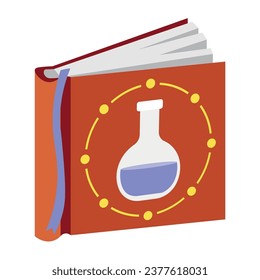 Alchemist's book with recipes of potions on white background