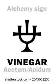 Alchemy Alphabet: ACID (Acidum) ⁄ VINEGAR (Acetum) – ME⁄OF: «vyn egre» sour wine – Lat.: vinum (wine) + acer (sour); eq.: ὄξος (Greek), оцет (Ukraïne); corrosive sour-tasting liquid, oxidant⁄oxidizer.