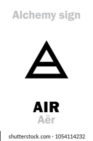 Alchemy Alphabet: AIR (Aër), one of primary elements, state: Gas, fluid. 
Medieval alchemical sign (mystic hieroglyphic symbol).