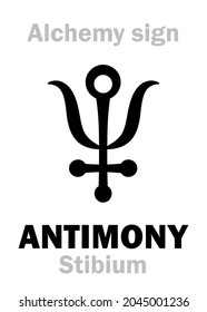 Alchemy Alphabet: ANTIMONY (Stibium), one of mundane stuffs, "metal of earth", figur.: Free Spirit of human; eq.: mesdemet, sürmä, сурьма: 1) Antimony ore; 2) Regulus of Antimony (pure): formula=[St].